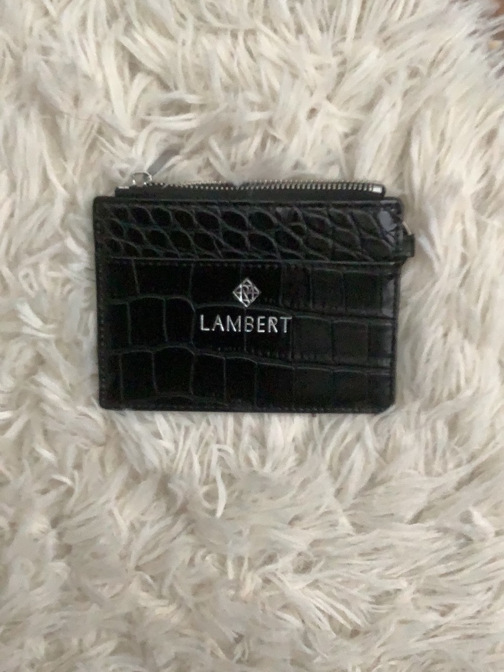 Black Croc-Embossed Card & Key Holder